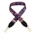 Adjustable replacement wide bag strap with colorful floral pattern and gold hardware. - Morning Glory Pattern With Black