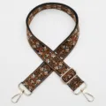 Ethnic jacquard wide bag strap 3.8cm adjustable replacement crossbody shoulder strap with gold hooks. - Gold Hook / No.969