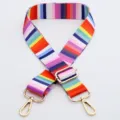 Colorful striped adjustable bag strap replacement crossbody shoulder strap for women - Pattern No. 6 / Gold Hook