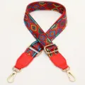 Ethnic style colorful woven bag strap adjustable crossbody replacement strap for women bags - Rainbow Diamond With Bright Red