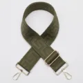 Military green wide bag strap with golden hardware, geometric pattern shoulder strap. - Gold Hook / Army Green (No. 885)