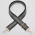 Adjustable woven replacement bag strap, chic geometric pattern with gold hardware for crossbody. - No. 1060