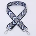 Wide adjustable replacement shoulder strap for crossbody bags with geometric pattern. - Style 43 Silver Hardware