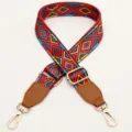 Colorful ethnic style adjustable replacement bag shoulder strap for crossbody bags - Rainbow Diamond With Brown