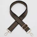 Adjustable replacement shoulder bag strap with black geometric pattern and gold hardware - No. 1061