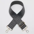 Adjustable 5cm wide grey labyrinth pattern bag strap with gold tone metal hardware. - Gold Hook / Gray (No. 887)