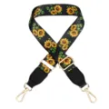 Sunflower Print Wide Handbag Strap Adjustable Crossbody Shoulder Bag Replacement Accessory - Sunflower with Black