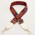 Ethnic style replacement bag strap colorful geometric pattern adjustable shoulder crossbody strap - Rainbow Diamond With White