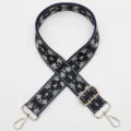 Adjustable wide woven bag strap with ethnic floral jacquard pattern and gold hardware. - Gold Hook / No.970