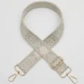 Jacquard woven replacement bag strap in light green ethnic style with gold metal hardware. - Pattern 1115
