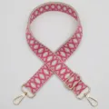 Roze geometrische jacquard vervangende tasriem met gouden metalen gespen en haken - Stijl 1085