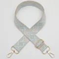 Bandouliere de sac jacquard reglable en motif geometrique bleu avec accessoires dores. - Style 1138