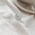 Silberner doppellagiger Zirkon offener Ring für Damen elegante minimalistische Schmuck - Offen Verstelbar / Doppelschichtiger Strass-Stil (K386) / Weißgold