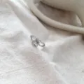 Silber Blatt Zirkon offener Ring für Damen elegante minimalistische verstellbare Schmuck - Offen Verstelbar / Kleiner Blatt Stil (K383) / Weißgold