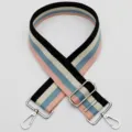 Colorful Striped Adjustable Bag Strap Replacement Crossbody Shoulder Strap with Metal Hooks - Style 432 Silver Hook