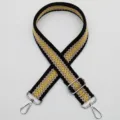 Cinturino per borsa intrecciato di ricambio tracolla regolabile accessorio borsa nero giallo - Stile 571 Chiusura Argento