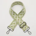 Woven replacement bag strap adjustable green and white geometric crossbody wide strap. - Style 675 Gunmetal Hook
