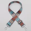 Colorful argyle pattern wide replacement shoulder strap for crossbody bags with adjustable buckle. - Style No.605 - Silver Clasp
