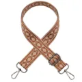 Ethnic style brown diamond pattern replacement bag strap with adjustable metal buckles. - No. 661 / Gunmetal Hook