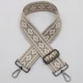 Woven bag strap replacement, adjustable cross body strap, wide beige geometric pattern style. - No. 442 Gunmetal Clasp