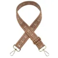 Ethnic style woven replacement bag strap, adjustable brown cross-body strap with gold hardware. - No. 662 / Gold Hook