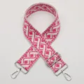 Adjustable pink woven replacement shoulder strap for women handbags cross body bag wide strap - Style 676 Silver Hook