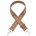 Brown ethnic diamond woven replacement bag strap with adjustable silver metal buckles. - No. 662 / Silver Hook