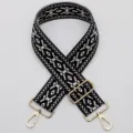 Replacement woven bag strap with geometric pattern and gold hardware, adjustable and stylish. - No. 437 Gold Clasp