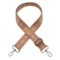 Woven replacement bag strap, ethnic geometric diamond pattern, brown adjustable shoulder strap. - No. 662 / Gunmetal Hook