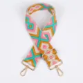 Colorful ethnic style replacement handbag strap, adjustable crossbody bag webbing belt. - Style 254 / Silver Hook