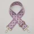 Replacement woven bag strap, adjustable purple and white geometric pattern with gold hardware. - Style 677 Gold Hook