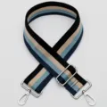 Adjustable colorful striped replacement bag strap with silver metal hardware for crossbody purses. - Style 434 Silver Hook