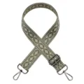 Woven bag replacement strap, ethnic diamond pattern, adjustable crossbody strap with metal hooks. - No. 663 / Gunmetal Hook
