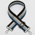 Colorful striped replacement bag strap, adjustable wide shoulder crossbody strap with metal hooks. - Style 434 Gunmetal Hook