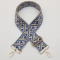 Adjustable woven replacement bag strap with ethnic geometric pattern and gold hardware. - Style 678 Gold Hook
