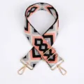 Wide ethnic style woven bag strap with adjustable gold metal hardware for crossbody bags. - Style 260 / Silver Hook