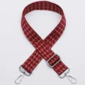 Correa de bolsos de repuesto ajustable con patrón de pata de gallo roja y ganchos de metal. - Estilo 325 / Gancho de Plata