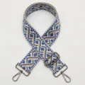 Woven replacement bag strap, adjustable ethnic style wide shoulder strap with metal hardware. - Style 678 Gunmetal Hook