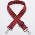 Correa de reemplazo roja con patrón pata de gallo para bolso, accesorio ajustable de hombro. - Estilo 325 / Gancho Gunmetal