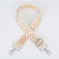 Beige gewebter Taschenriemen, ethnisches Chevron-Muster Ersatzschultergurt Variante. - Muster 132 / Silberner Haken