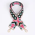 Colorful ethnic style woven replacement bag shoulder strap with adjustable gold hardware. - Style 258 / Silver Hook
