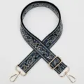 Sangle de sac tissée à motif cachemire bleu, bandoulière réglable et sangle. - Style 1047 Fermoir Doré
