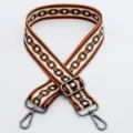 Replacement bag strap with retro geometric chain print, adjustable length and metal hooks. - Pattern No. 1 / Gunmetal Hook