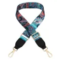 Wide replacement bag strap with bohemian ethnic paisley pattern, adjustable length, gold metal hooks. - Paisley Pattern With Black