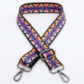 Colorful pixelated replacement bag strap with adjustable metal buckles and hooks. - Pattern No. 2 / Gunmetal Hook