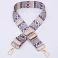 Wide adjustable bag strap with ethnic geometric pattern, colorful replacement shoulder strap. - Style 45 Gold Hardware