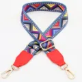 Colorful ethnic style replacement bag strap with adjustable length and gold hardware. - Film Pattern With Bright Red