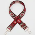 Ethnic floral jacquard replacement bag strap, colorful wide crossbody bag accessory. - Gold Hook / Style 1010