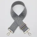Grey wide bag strap replacement with geometric labyrinth pattern and gold hardware adjustable length. - Gray (No. 891)