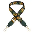 Adjustable wide replacement bag strap featuring sunflower print, stylish bag accessory. - Sunflower with Dark Green